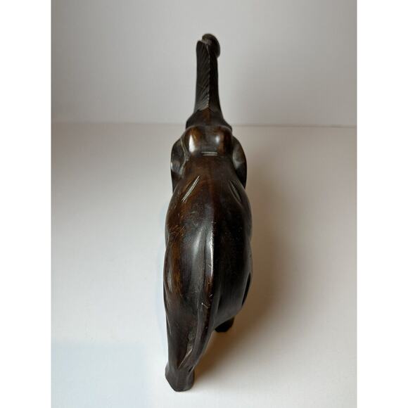 Hand Carved Wood Elephant Figurine with Trunk Up for Luck 5.75" Tall Collectable - Picture 7 of 10